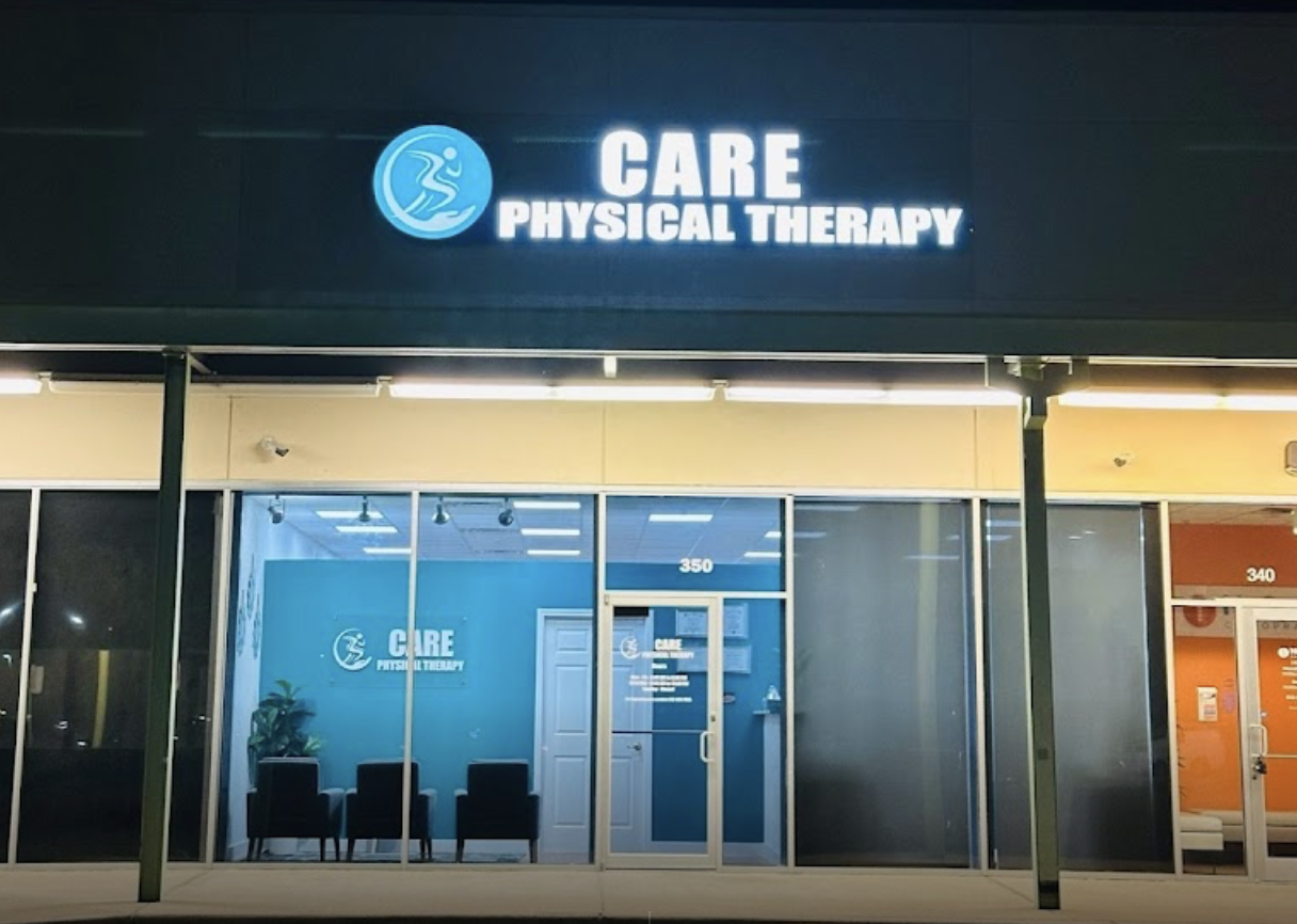 care physical therapy signage at night